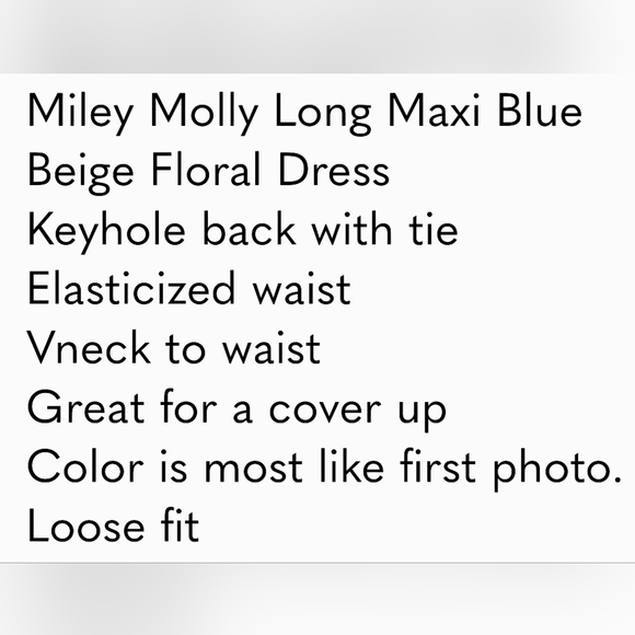 Miley Molly Long Maxi Blue Beige Floral Dress - Picture 10 of 10